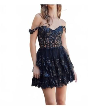 Nox Anabel Short Off Shoulder Tiered Dress - Blue