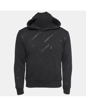 Roberto Cavalli Logo Printed Cotton Hoodie - Black