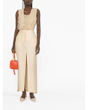 Lanvin A-Line Slit Maxi Skirt - Natural