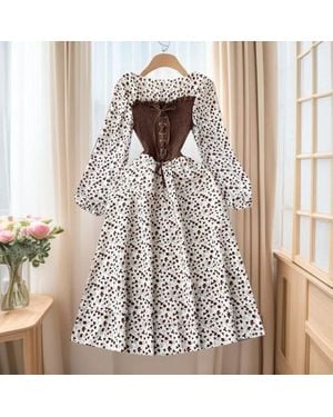 TRUEDAMES Trendy Dress With Tie Belt - Brown