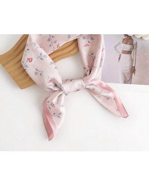 Funkyrel Floral Silk Square Scarf & Head Wrap - Pink