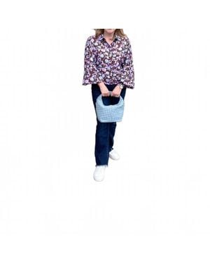 Eesome Emily Long Sleeve Floral Blouse - Blue