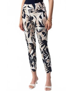Joseph Ribkoff Tropical Print Slim Cropped Pants - Black