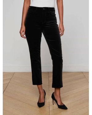 L'Agence Celestia High Rise Velvet Slim Pant - Black