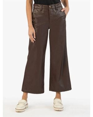 Kut From The Kloth Aubrielle High Waist Ankle Wide Leg Faux Leather Pants - Brown