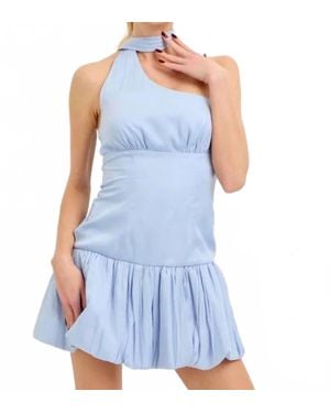 Lena® Bow Detailed Bubble Hem Mini Dress - Blue