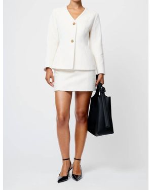French Connection Texture Boiled Wool Mini Skirt - White