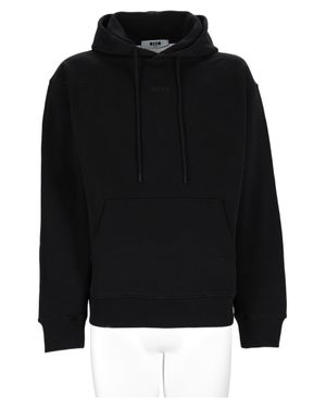 MSGM Kangaroo Pocket Graphic Cotton Hoodie - Black