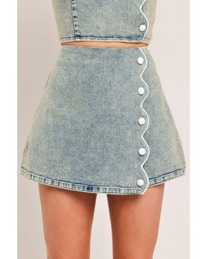 TRUEDAMES Sweet Detail Denim Skort - Blue