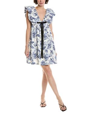 REVERIEE Gathered Mini Dress - Blue
