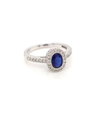 normani Oval Sapphire & Diamond Halo Ring - Blue