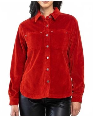 Judy Blue Corduroy Fringed Back Jacket - Red