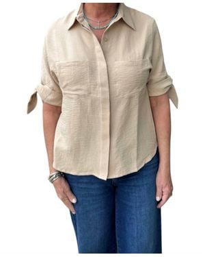 J joy Tie Sleeve Button Shirt - Natural