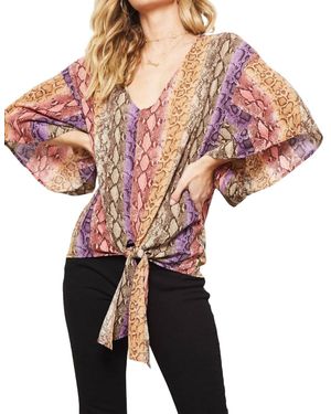 Promesa Snake Skin Kimono Blouse - Red