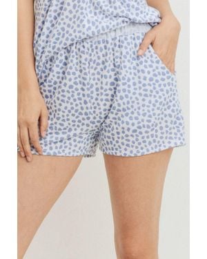 TRUEDAMES Leopard Printed Terry Short Pants - Blue