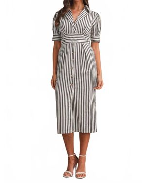 Faye Ellen Bianca Stripe Midi Dress - Gray