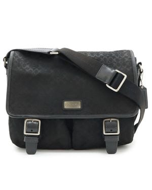 COACH Mini Signature Messenger Bag Canvas Leather - Black