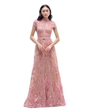 Saiid Kobeisy Fully Embellished Dress - Pink