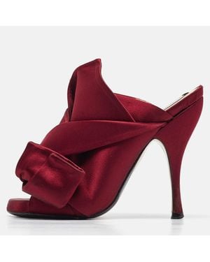 N°21 Nº21 Burgundy Satin Knotted Bow Mules - Red