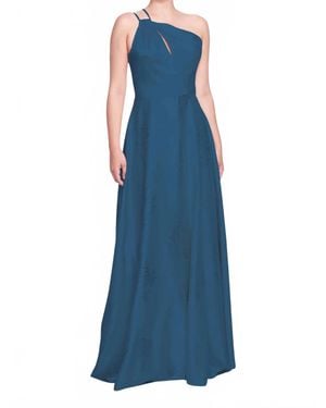 Marchesa Barletta One-Shouder Maxi Gown - Blue
