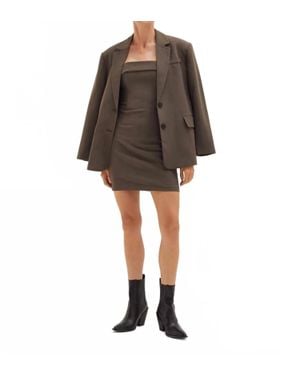 Crescent Gia Oversized Single-Breasted Blazer - Brown