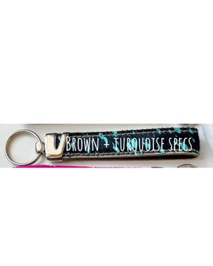 Boho Ranch Hair-On Cowhide Wristlet Keychain - Blue