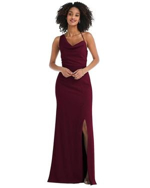 After Six One-Shoulder Draped Cowl-Neck Maxi Dress - Purple