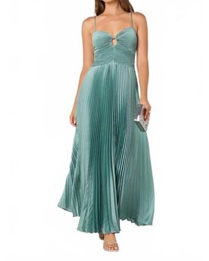 Astr Alaia Satin Plissé Maxi Dress - Green