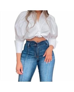 Gracia Fluffy Sleeves Top - Blue