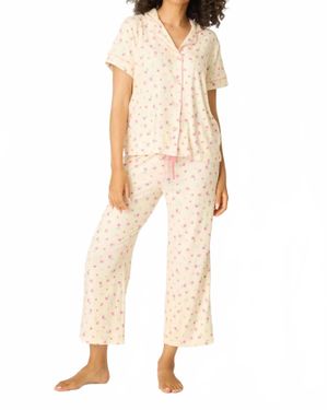 Pj Salvage Butter For The Mamas Blooms Cropped 3-Piece Pj Set - Natural