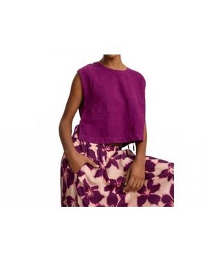 Velvet By Graham & Spencer Tavia Woven Linen Sleeveless Top - Purple