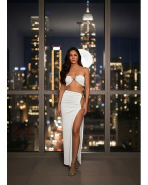 TRUEDAMES Two-Piece Matching Skirt Set,Bandeau-Style - Black