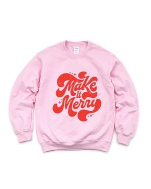 Simply Sage Market Make It Merry Cursive Distressed - Pink