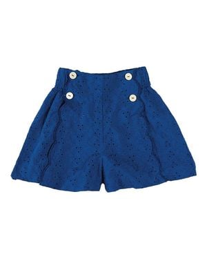 Pepa London Broderie Anglais Button Detail Short - Blue