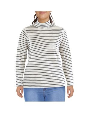 Madewell Plus Striped Cotton Turtleneck Top - Gray
