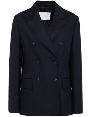 Tela Soho Tailored Double-Breasted Blazer - Blue