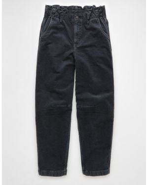 American Eagle Outfitters Ae Stretch Super High-Waisted Corduroy Paper Bag Barrel Pant - Blue