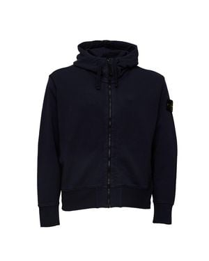 Stone Island Organic Cotton Fleece Oversized Hoodie - Blue