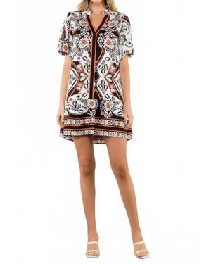 Thml Exotic Puff Sleeve V-Neck Dress - Multicolor