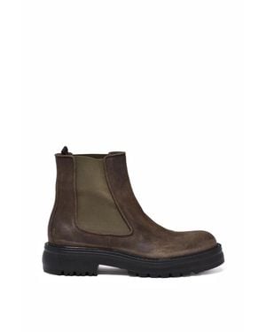 Hundred 100 Military Suede Side-Panel Ankle Boots - Brown