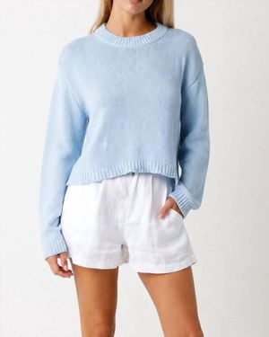 Olivaceous Sea Spray Linen Shorts - Blue