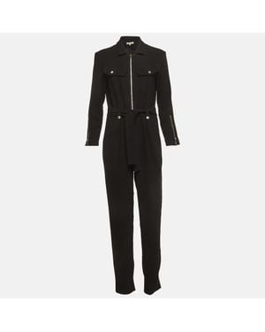 Maje Crepe Zip Front Jumpsuit - Black
