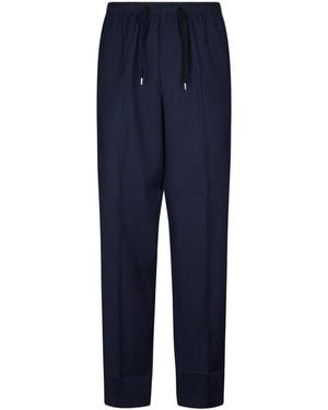 Cellar Door Relaxed Fit Pants With Textured Fabric - Blue