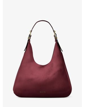 Michael Kors Nolita Large Nubuck Hobo Shoulder Bag - Red