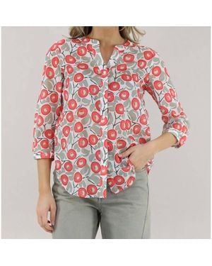 Camicettasnob V-Neck Mandarin Collar Top - Red
