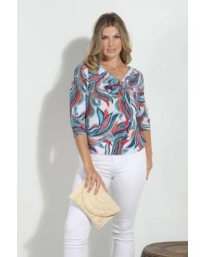Veronica M Cowl Quarter Sleeve Top - Blue