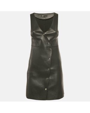 Maje Leather Buttoned Mini Dress - Green