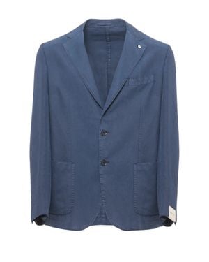 Lubiam Classic Lapel Linen-Blend Blazer - Blue