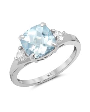 MAX + STONE 10K Or Cushion Cut Gemstone Three Stone Ring - Metallic
