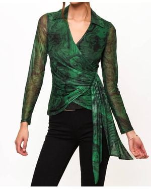 Hutch Gale Wrap Marble Blouse - Green